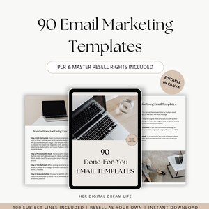 90 Email Templates with Master Resell Rights and Private Label Rights (PLR), Done for You Downloadable Emailing Template MRR