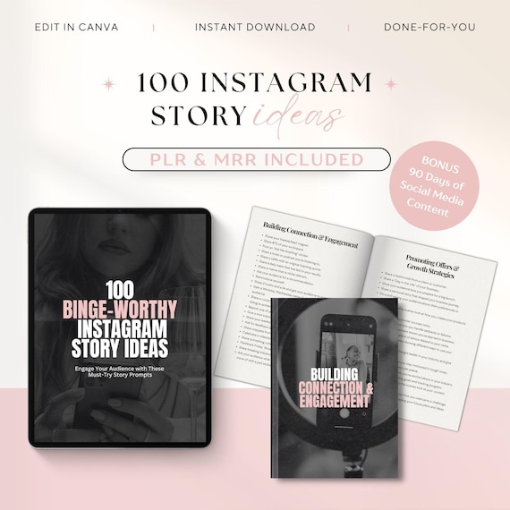 100 Instagram Stories Ideas with Master Resell Rights (MRR) and Private Label Rights (PLR), Done For You Content Ideas for Instagram Growth