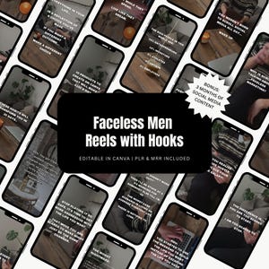 Faceless Men Reels MRR with Hooks, Dark Aesthetic Men Video, Done for You Content with Master Resell Rights, DFY Plr Digital Product