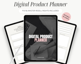 Planificador de productos digitales simple con derechos de reventa maestra (MRR) y derechos de marca privada, planificador de reventa PLR, planificador de producción digital