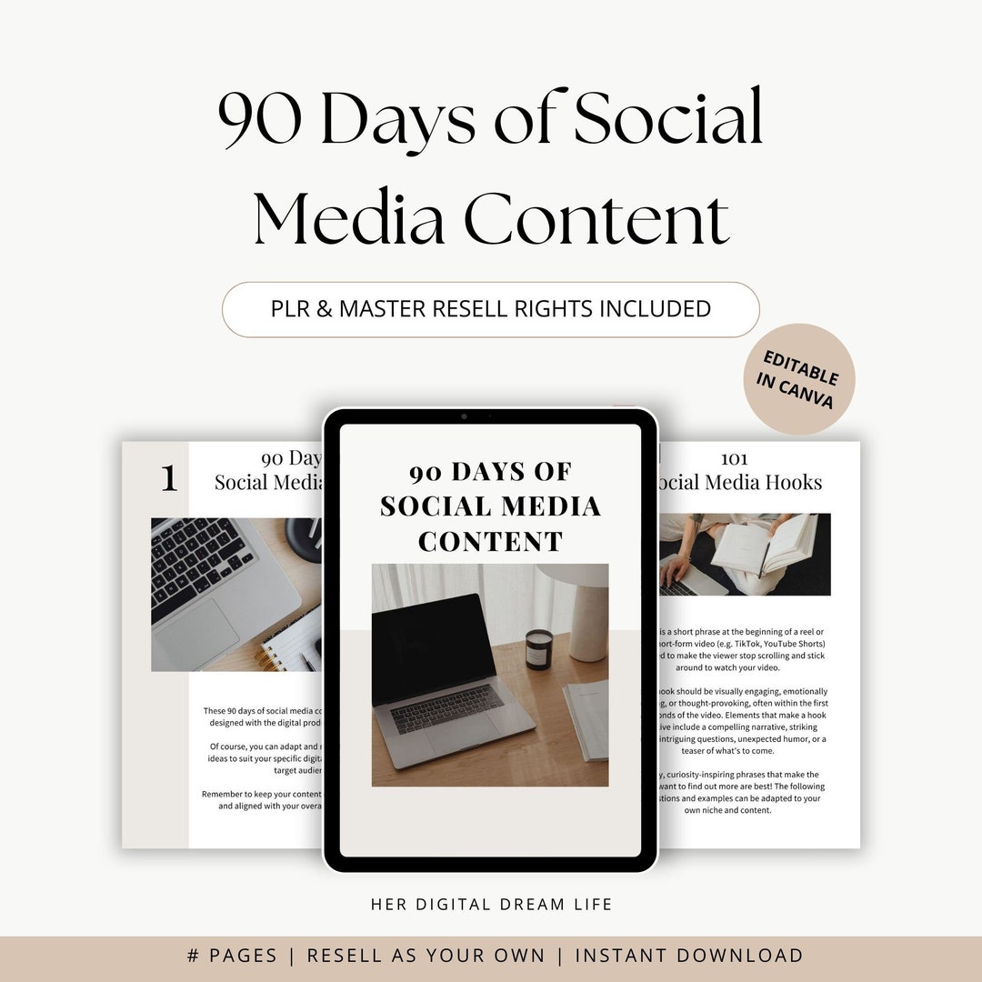 90 Days of Social Media Content Guide With Master Resell Rights (MRR ...