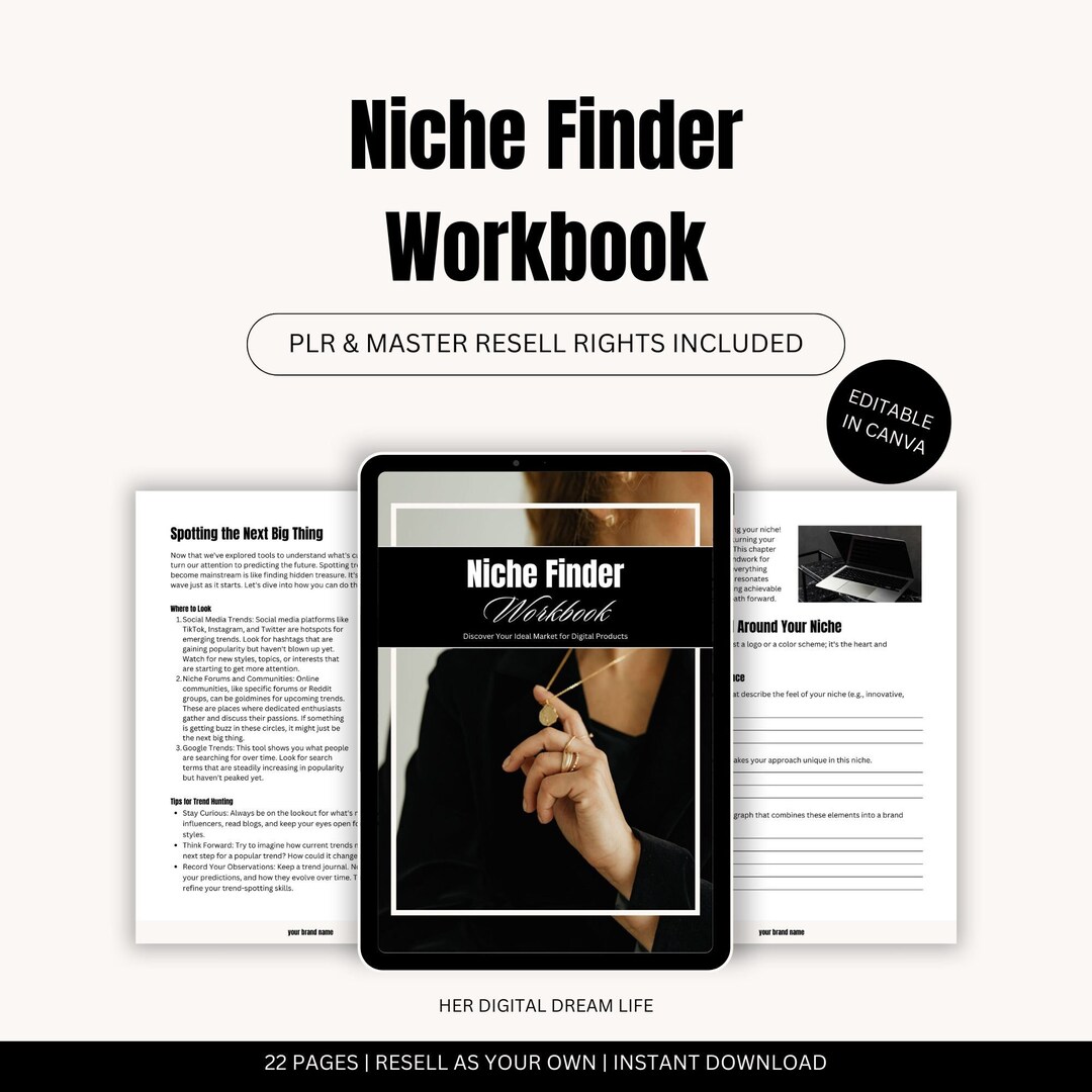 How to Find Your Niche Done for You Workbook With Master Resell Rights ...