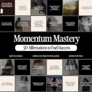 50 Affirmationen Erfolgs-Zitate, Motivations-Posts für gesichtslose Social Media Templates, Master Resell Right (MRR), Privatmarkenrechte