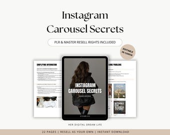 Instagram Carousel Growth Guide For Business Owners, Digital Marketing, Strategy To Faceless Marketing On Instagram, Plr Digital Product