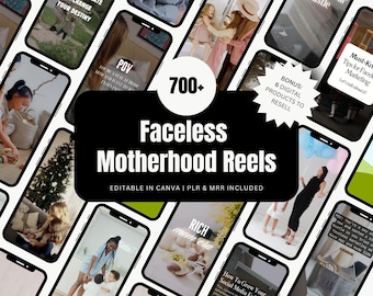 Faceless Motherhood Reels, Mom Life Videos, Instagram Content, Digital Marketing, MRR, PLR, DFY Canva Template, Social Media Reel Hooks