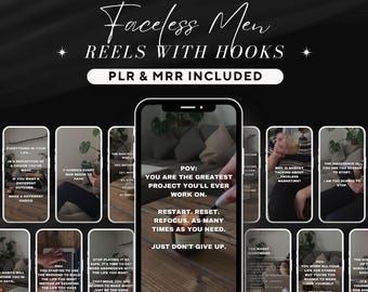 Faceless Men Reels MRR with Hooks, Dark Aesthetic Men Video, Done for You Content with Master Resell Rights, DFY Plr Digital Product