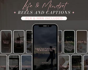 Mindset Reels with Hooks and Captions with Master Resell Rights (MRR) and Private Label Rights (Plr), DFY Motivational Quote Reels