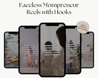 Motherhood Reels with Hooks, Faceless Instagram Templates, Canva Templates, Mom Reels, Done For You, MRR/PLR, Master Resell Rights