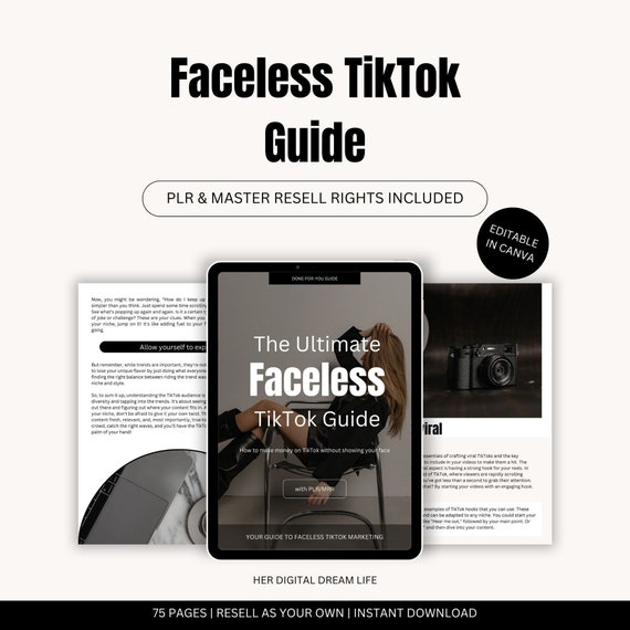Faceless TikTok Marketing Guide with Master Resell Rights (MRR) and Private Label Rights (PLR), Done for You Ebook, TikTok Followers