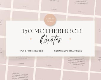 150 Mom Instagram Minimalistic Social Media Templates with Master Resells Rights, Inspirational Instagram Motherhood Quotes Template,Mom MRR