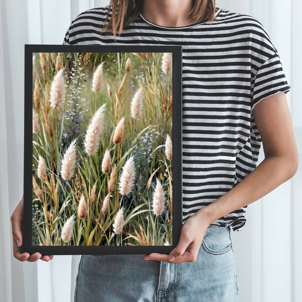 Pampas Grass Watercolour Print for Rustic Home Décor - Serene Meadow Bliss - Nature Inspired Art - A5, A4, 8x10, 11x14