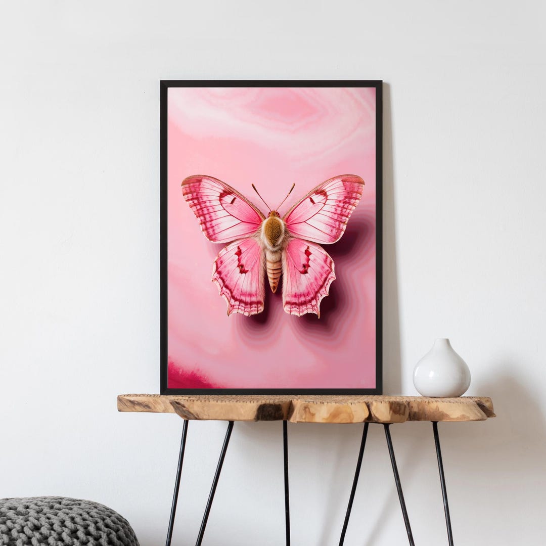 Pink Butterfly Digital Art Print Feminine Wall Décor Nature-inspired ...