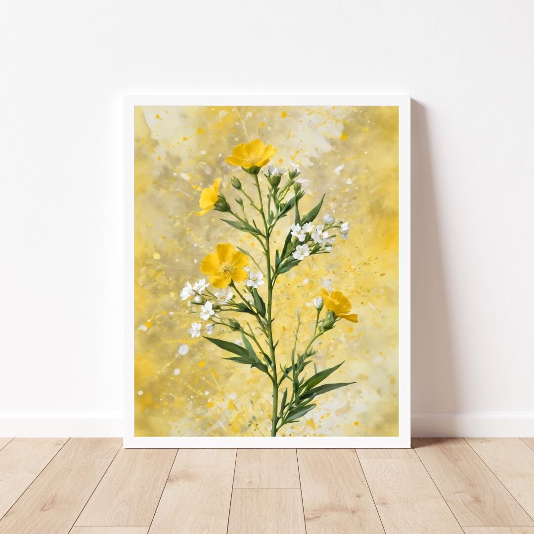 Yellow Wildflowers Wall Art Floral Yellow Décor Wildflower Poster Print ...