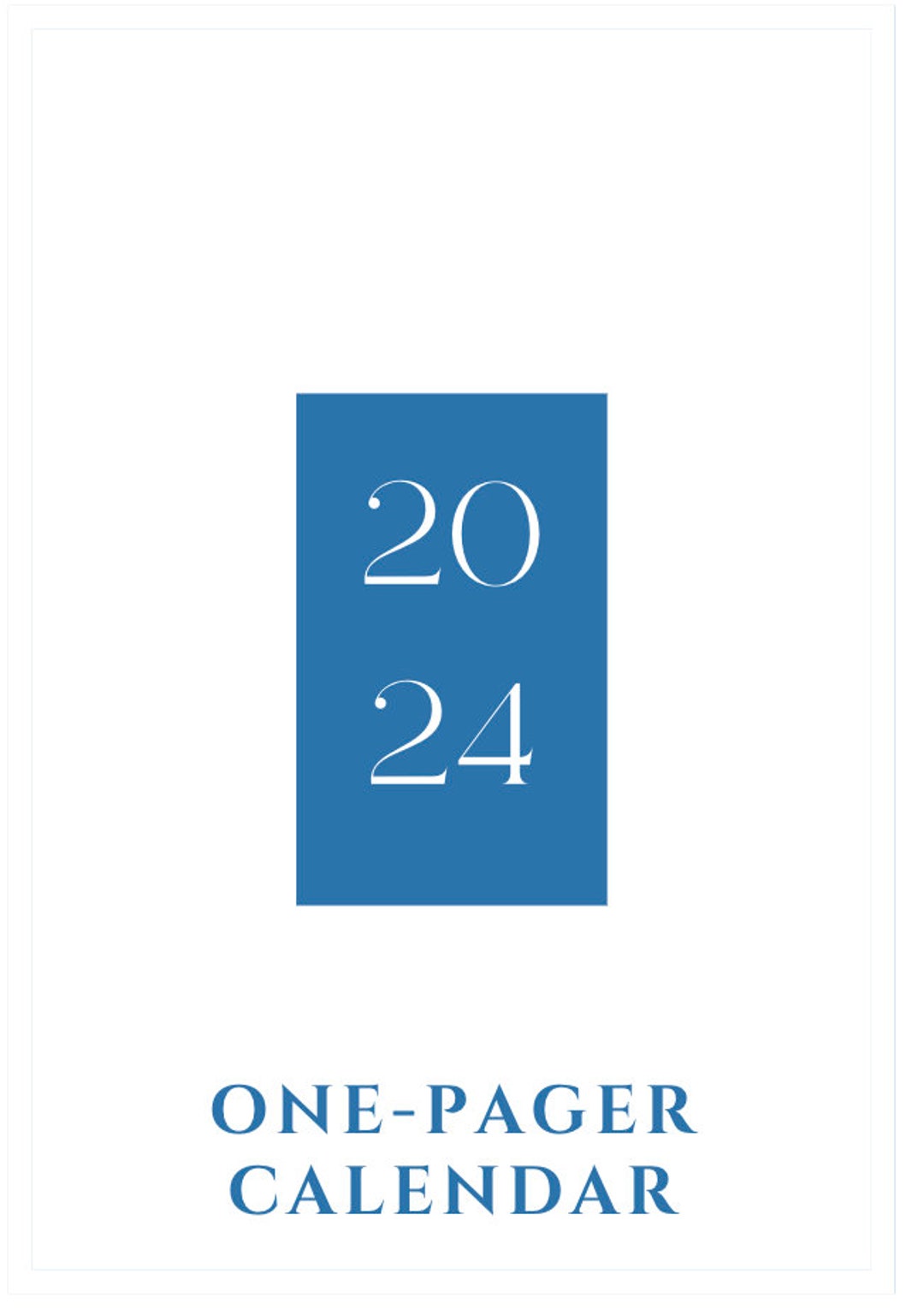 One Pager Monthly Calendar Etsy