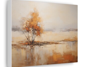 Abstract landschapsdoek: aardetinten, moderne rustieke muurkunst