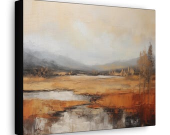 Canvasafdruk abstract landschap: rustieke aardetinten Galerijomslag