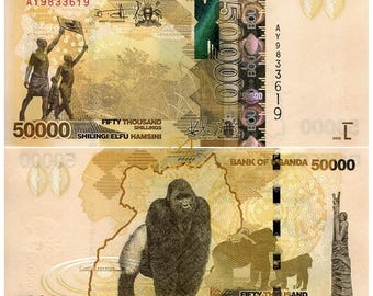 thumbnail image 2 of Uganda 2024 50,000 Shillings UNC Banknote – Gorilla Authentic Currency 2 of 4