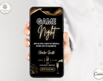 Game Night Invitation, Digital Game Night Party Invite, Birthday Game Night Invitation Template, Digital Adult Game Night Flyer