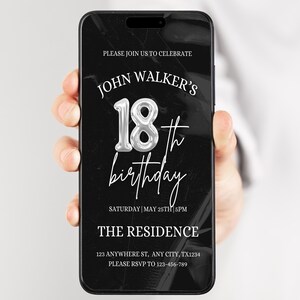 18th Birthday invitation, Editable 18th Birthday Invite Template for Man & Women, Digital 18 Birthday Party Invitation Card
