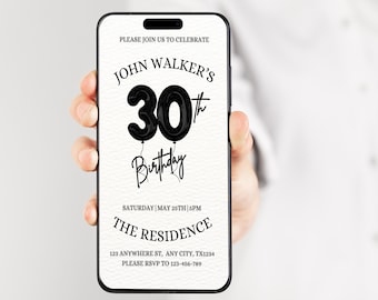 30th Birthday Invitation, Editable 30th Birthday Invite Template for Man & Women, Digital 30 Birthday Party Invitation Card