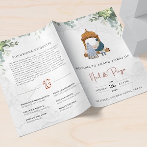 Sikh-trouwprogramma, sikh-huwelijksgids, sikh-huwelijksceremonieprogramma, afdrukbare Punjabi-huwelijksprogrammasjabloon, digitale download,