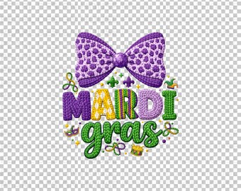 Mardi Gras 2026 PNG: Preppy Coquette Design, Bow Clipart for Kids Shirts, Digital Download