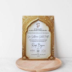 Carte d'anniversaire Invitation numérique Sukhmani Sahib Path, Shri Sukhmani Sahib Invitation pour Birhday, modèle d'invitation Punjabi Akhand Path