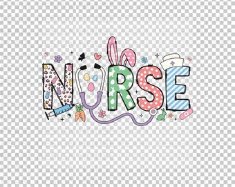 Happy Easter Nurse PNG, RN Bunny Sublimation Design, Medical Shirt Graphic