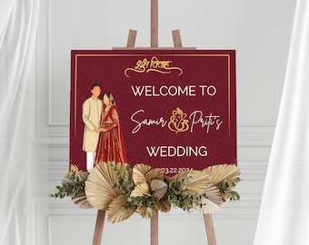 Nepali Wedding Welcome Sign, Hindu Marriage Welcome Board Template, Desi Wedding Decor Signage, Digital & Printable