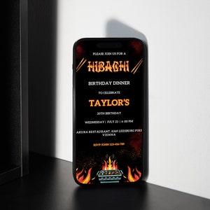 Digital Hibachi Invitation, Hibachi Birthday Dinner Invitation, Hibachi Party Invite, Habachi Invitation Template, Japanese Invitation