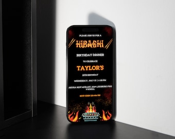 Digital Hibachi Invitation, Hibachi Birthday Dinner Invitation, Hibachi Party Invite, Habachi Invitation Template, Japanese Invitation