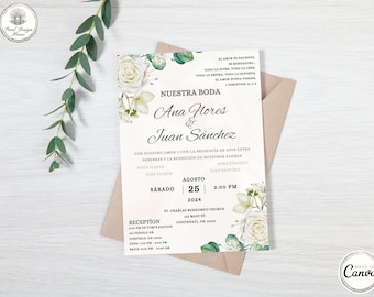 Invitación de Boda en Español, Spanische Hochzeitseinladung, Invitación de Boda Blancas, Nuestra Boda Invitación