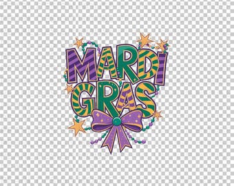 Mardi Gras 2026 PNG: Preppy Coquette Design, Bow Clipart for Kids Shirts, Digital Download