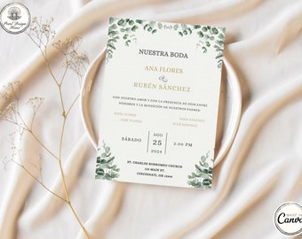 Invitaciones de Boda, Spanish Wedding Invitation, Invitación de Boda Blancas, Invitaciones de Boda en Español, Nuestra Boda Invitación