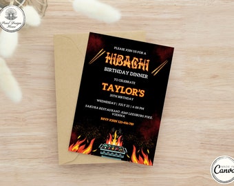 Digital Hibachi Invitation, Hibachi Birthday Dinner Invitation, Hibachi Party Invite, Habachi Invitation Template, Japanese Invitation