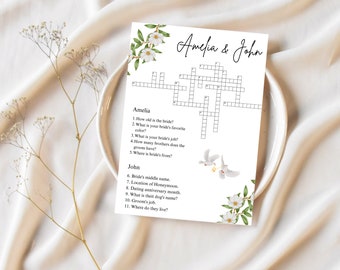 Wedding Crossword Template, Custom Cross Word Wedding Template, Wedding Crossword Puzzle, Digital Crossword, Sip & Solve Puzzle Game