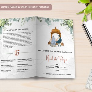 Sikh Wedding Program, Sikh Wedding Guide, Sikh Wedding Ceremony Program, Printable Punjabi Wedding Program Template, Digital Download,