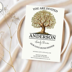 Family Reunion Invitation Flyer Template With Tree, Editable Family Reunion Invite, Digital Family Gathering Save the Date, Flyer, Card