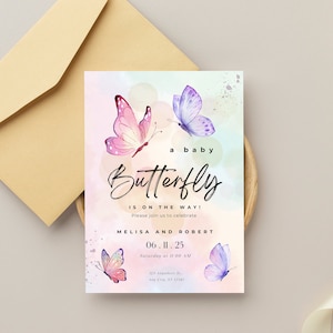 Schmetterling Baby Shower Einladung, Digitale Schmetterling Mädchen Baby Shower Invite, Baby Shower Schmetterling Einladung Vorlage, printable Card