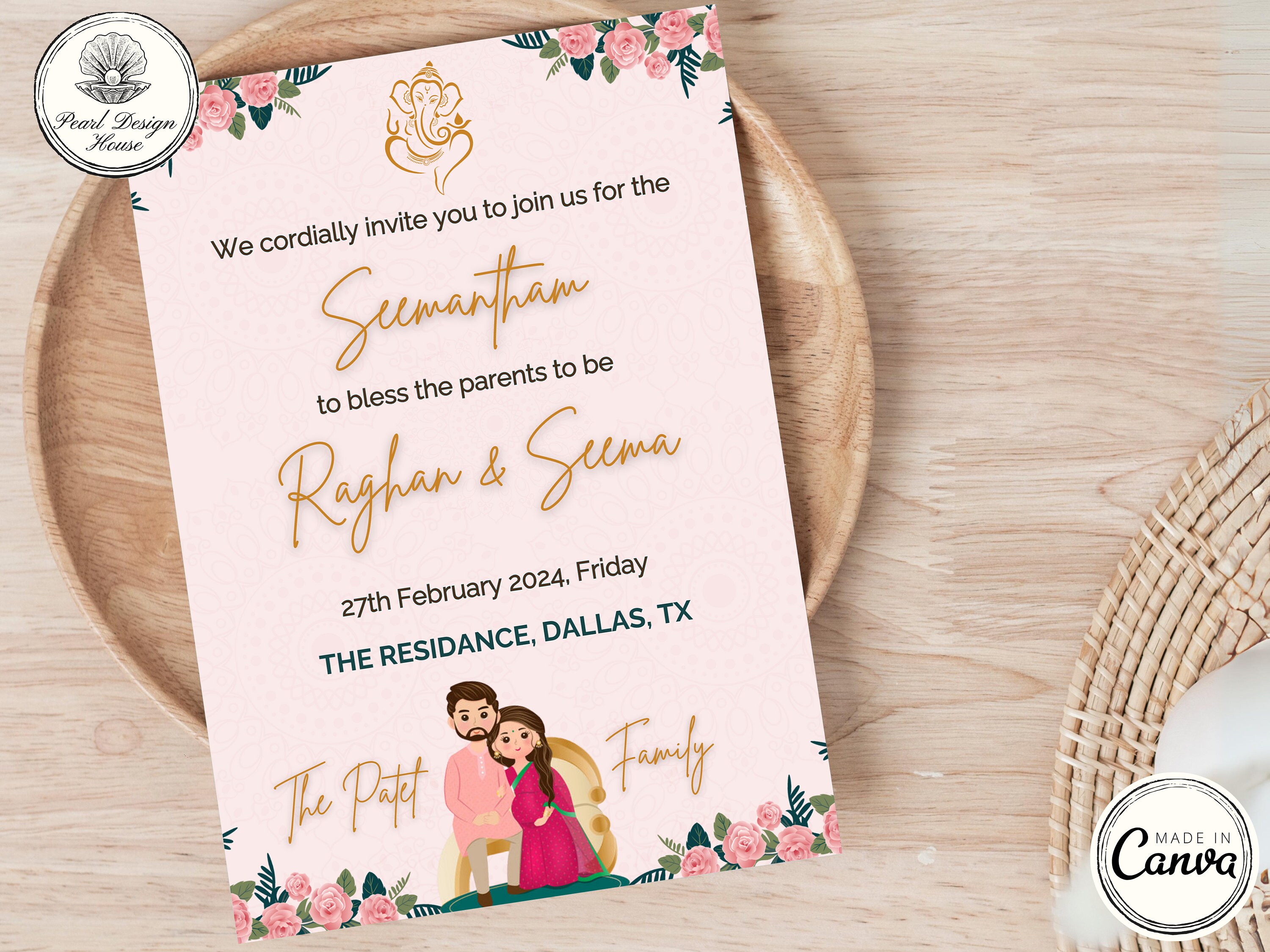 Seemantham Invitation Template Editable Indian Baby Shower Invite Seemantham Invitation Template Editable Indian Baby Shower Invite