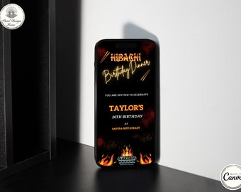 Digital Hibachi Invitation Video, Mobile Hibachi Birthday Dinner Invitation, Hibachi Party Invite, Japanese Habachi Invitation Template