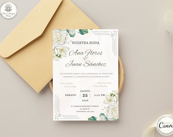 Invitaciones de Boda, Spansk bröllopsinbjudan, Invitación de Boda Blancas, Invitaciones de Boda en Español, Nuestra Boda Invitación