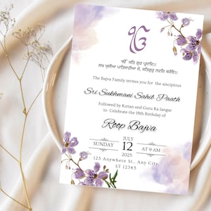 Carte d'anniversaire Invitation numérique Sukhmani Sahib Path, Shri Sukhmani Sahib Invitation pour Birhday, modèle d'invitation Punjabi Akhand Path