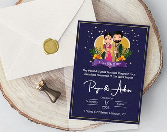 Indian Save the Date, Hindu Wedding Invitation, Editable Invite Template, Video & Printable Card - Digital Download
