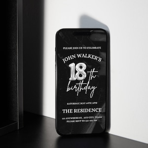 18th Birthday invitation, Editable 18th Birthday Invite Template for Man & Women, Digital 18 Birthday Party Invitation Card
