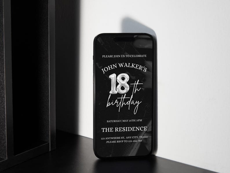 18th Birthday invitation, Editable 18th Birthday Invite Template for Man & Women, Digital 18 Birthday Party Invitation Card
