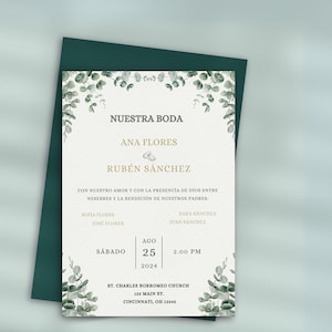 Invitaciones de Boda, Spanish Wedding Invitation, Invitación de Boda Blancas, Invitaciones de Boda en Español, Nuestra Boda Invitación