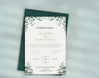 Invitaciones de Boda, Spansk bröllopsinbjudan, Invitación de Boda Blancas, Invitaciones de Boda en Español, Nuestra Boda Invitación