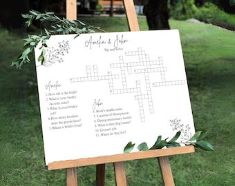 Sip & Solve Crossword Game, Wedding Crossword Template, Custom Cross Word Wedding Template, Wedding Crossword Puzzle, Digital Crossword