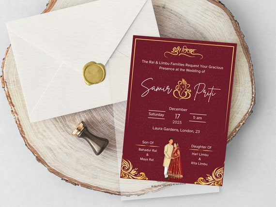 Nepali Wedding Invitation Digital Card Template, Editable Nepali Wedding Invite, Save the Date Evite, Electronic Video & Printable Card